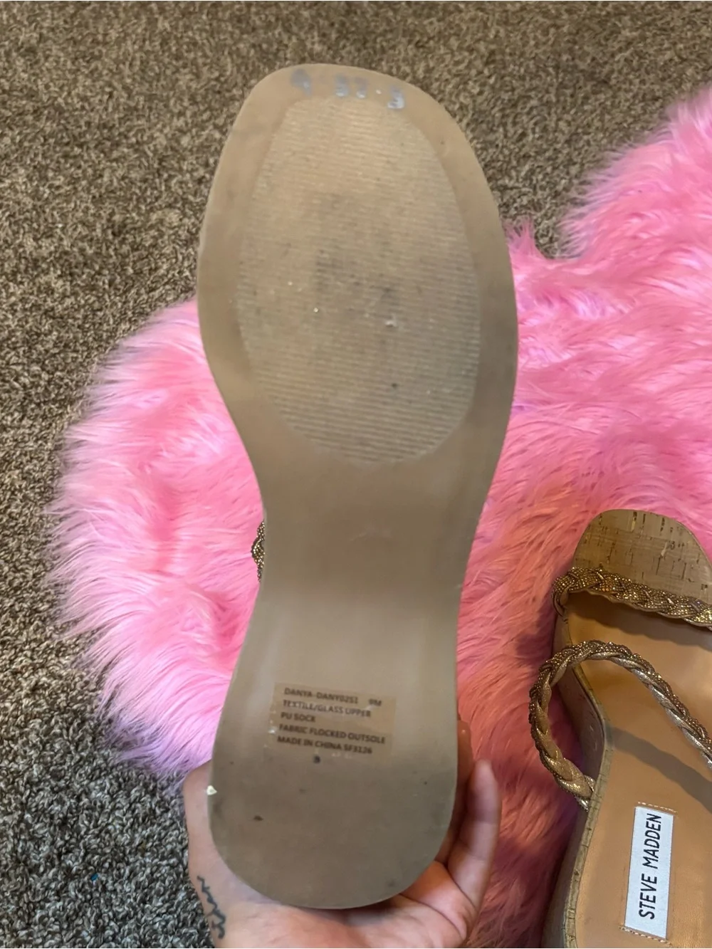 Steve Madden Danya Gold Rhinestone Platform Wedges Size 9